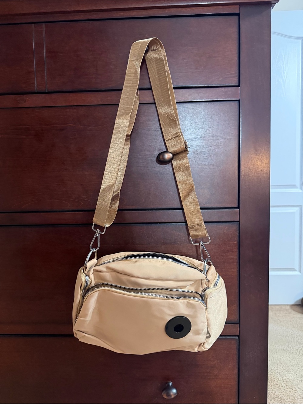 Beige Crossbody Shoulder Bag - Casual Sling
